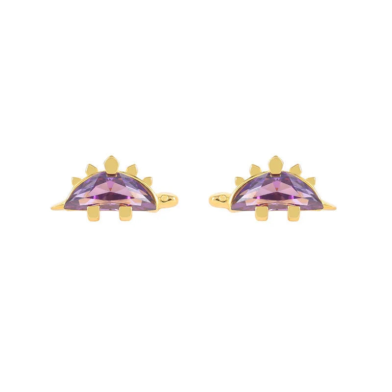 Best Selling Cute 925 Sterling Silver Stud Earrings Colorful Zircon Stone Dinosaur Design Gift for Girls
