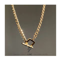 Carline Fine Jewelry Gold Plated Cube Chain Trendy Fashion Wholesale Stainless Steel Minimalist Design  Necklaces  for Girl
