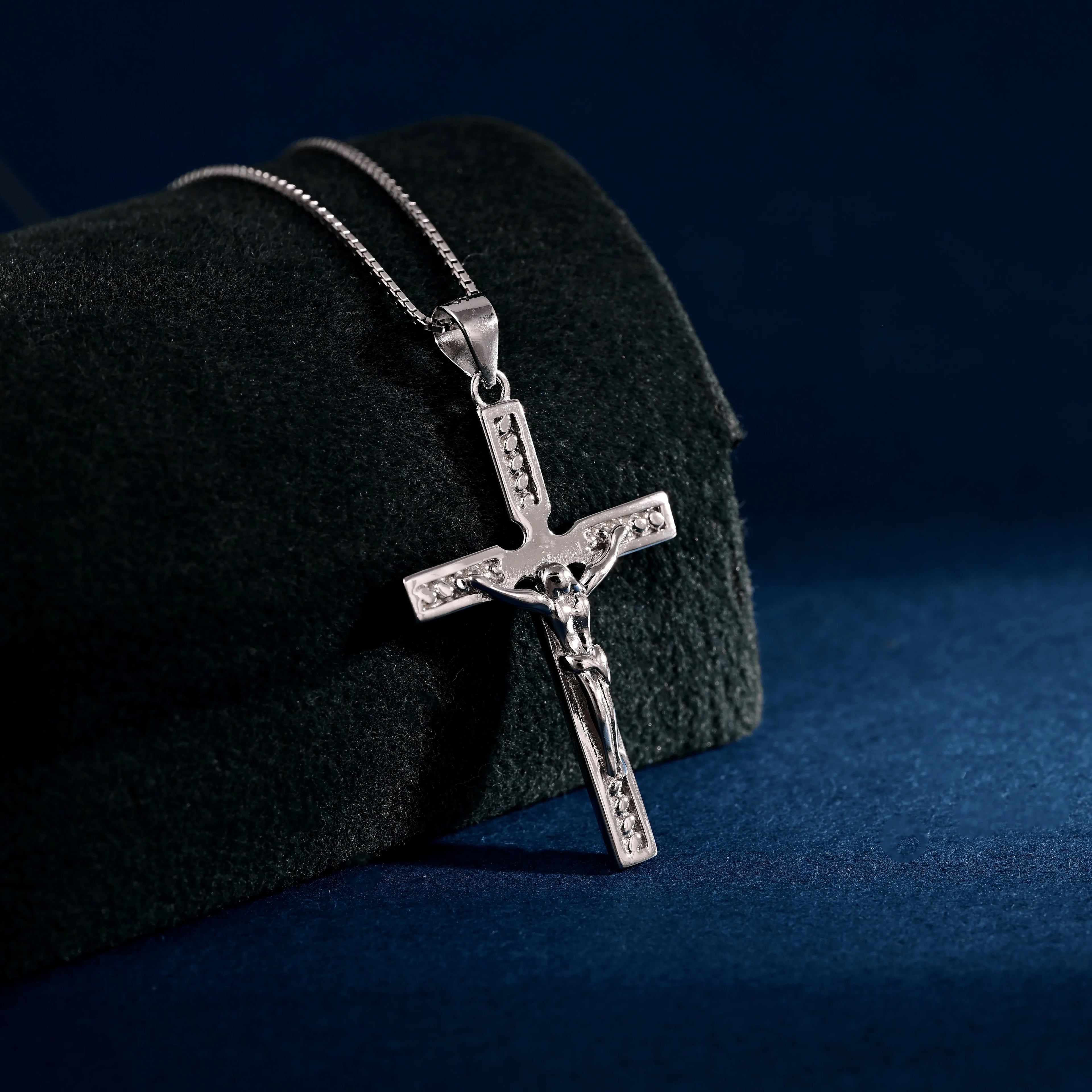 Wholesale Pendant Jewelry Rhodium Plated Plain Silver Cross God Retro Pendant 925 Sterling Silver Fine Jewelry Pendant