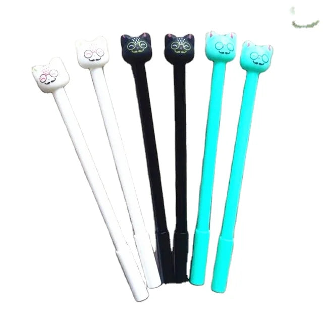 Kawaii 3D Cat Head Design Gel Pen for Writing 0.5mm Black Ink Pen School Office Supplies Students' Gift Prize