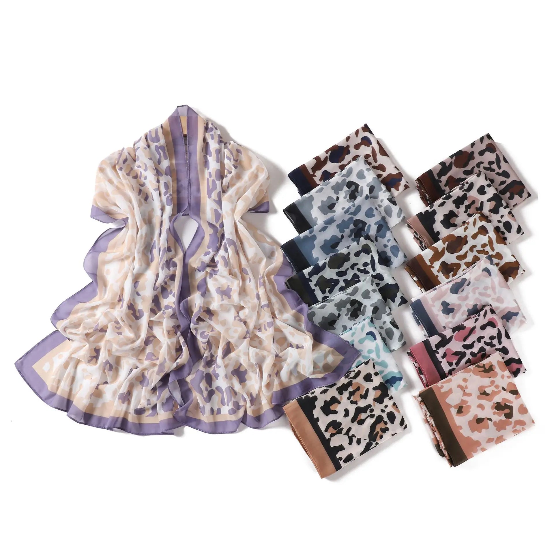 New Arrival Fashion Leopard Print 100% Chiffon Fabric Hijabs Muslim Women New Trend 2026 Premium Matte Chiffon Hijab