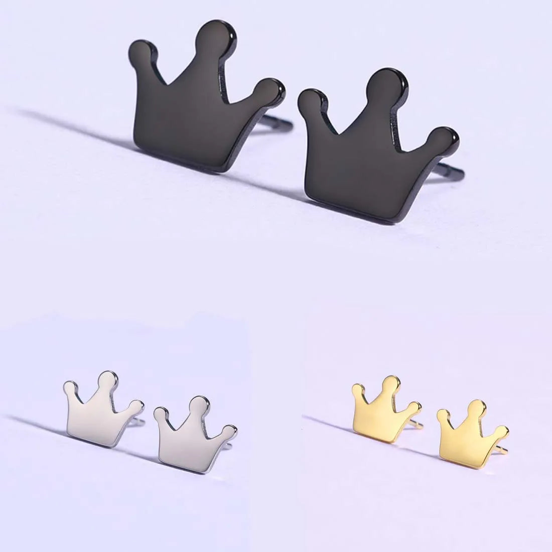 Stainless Steel Decoration Celebration Ear Jewelry Banquet Girls Wholesale Fashion Simple Versatile Small Crown Stud Earrings