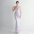 19622# Long Banquet Slim-fit Evening Temperament Elegant High Density Three-dimensional Strong Bead Positioning Flower Dress
