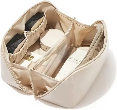 Travel Makeup Bag Large Capacity Cosmetic Bags for Women Waterproof Portable Pouch Open Flat Bag Make up Organizer