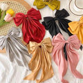 SongMay Luxury Women Hair Accessories Solid Color Fabric Streamers Large Stain Hairpin Bowknot Ponytail Hair Ties Scrunchies