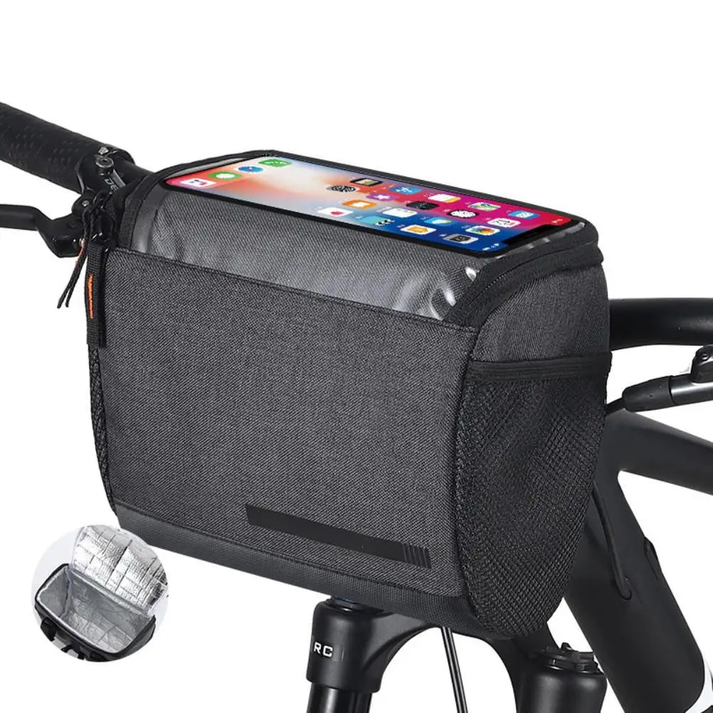 4.5L Bicycle Front Handlebar Bag Thermal Insulation Cold Storage Bike Pack Bicycle Touch Screen Bag
