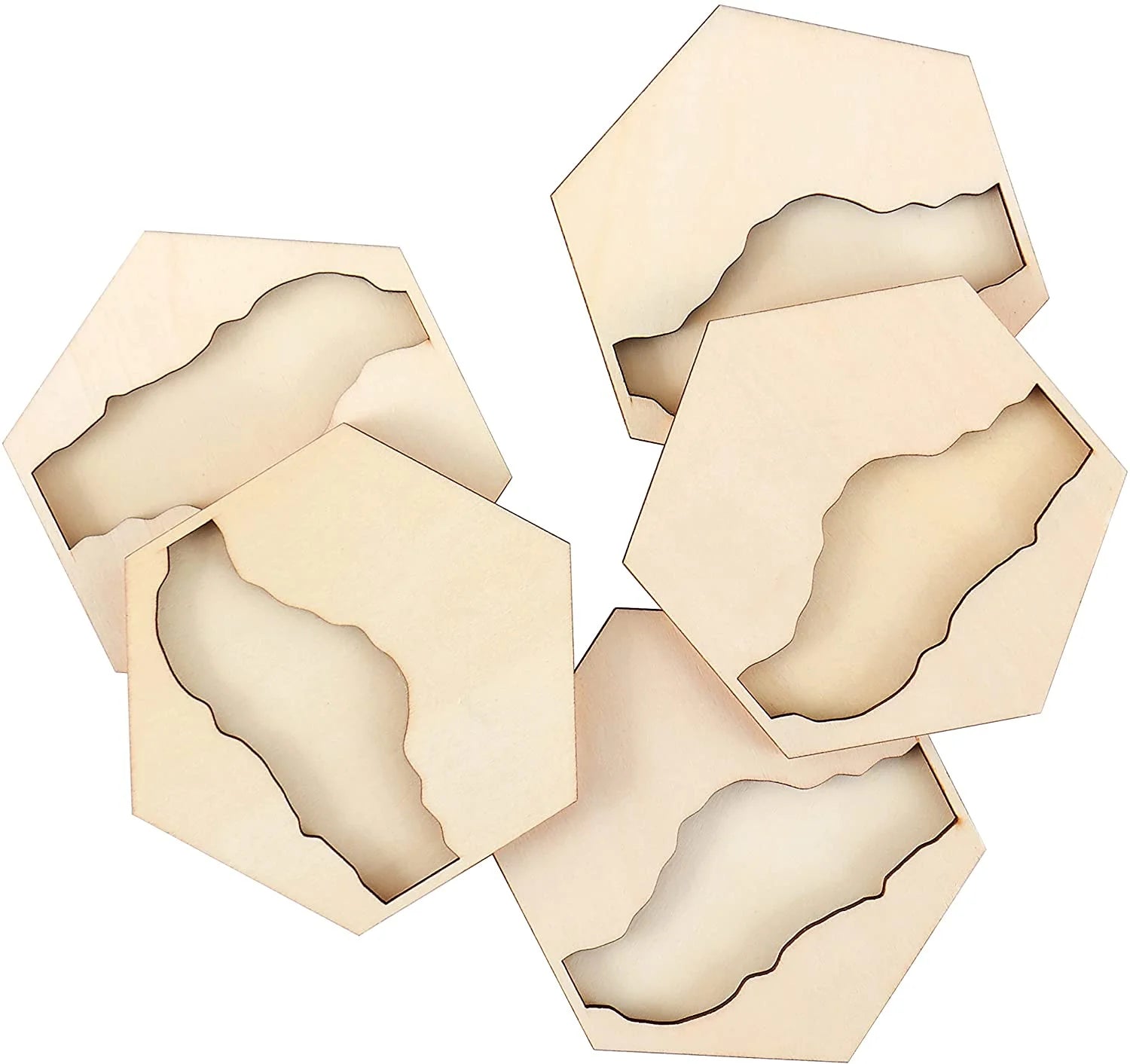 Tailai Hexagonal Wooden Coasters Kit Surface for Epoxy DIY Wood Pouring Supplies for Resin Arts and Crafts As Deco.