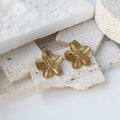 New Arrival Vintage 18K Gold Plated Stainless Steel Jewelry Earring Women Handmade Matte Flower Stud Earrings