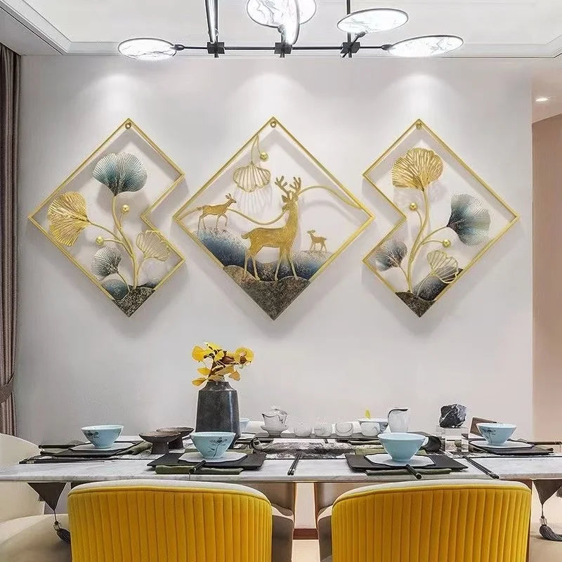 50cm S3  New Modern Simple Living Room Decorative Painting Combination Atmospheric Metal 3D Hanging Painting
