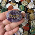 Peace Love Inspirational Engraving Encouraging Amethyst Stones Healing Health Lucky Carved Pocket Thumb Natural Worry Stone