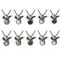 Fashion Natural Stone Crystal Tiger Eye Wing Dragon Beaded Pendant Necklace Accessories Wholesale