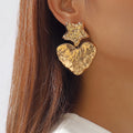 2023 Exaggerated Irregular Gold Star Stud Earrings Punk Style Big Love Heart Shaped Drop Earrings for Women