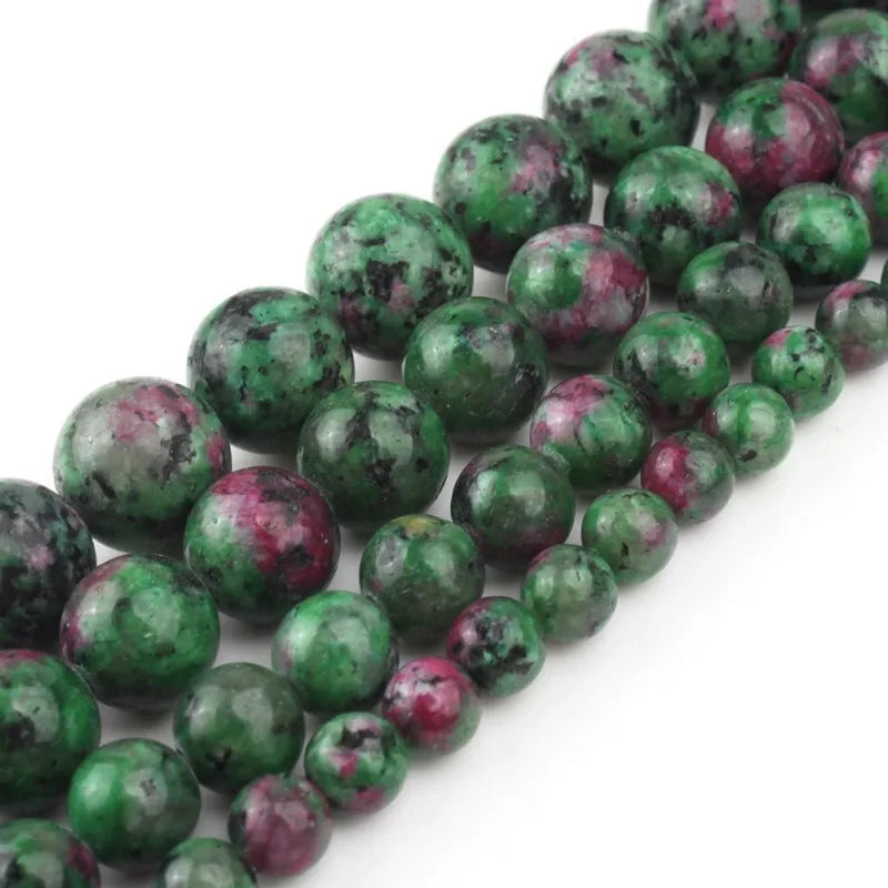 Fashion Shape 6/8/10/12MM Epidote Rubys Zoisite Natural Semi Gemstone Beads for Jewelry Making DIY Bracelet Necklace Earrings