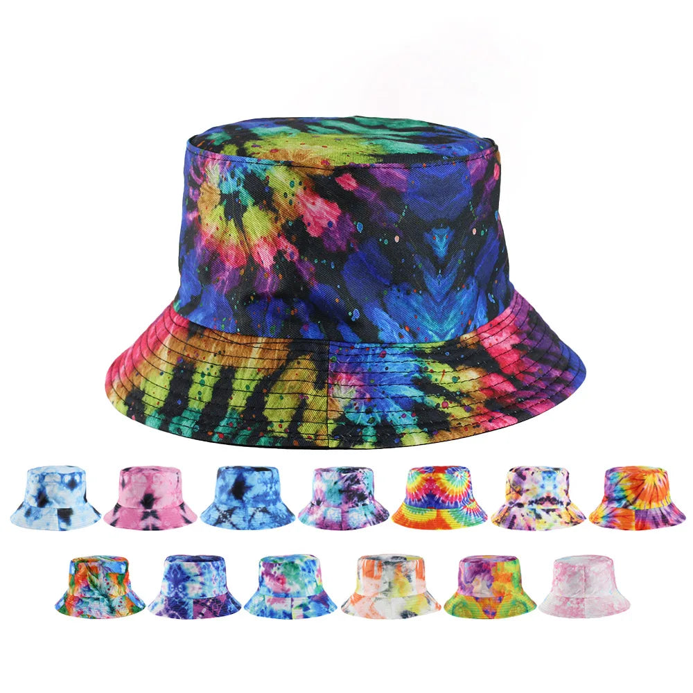 Adult Bucket Hat Fisherman Hat Reversible Fishing Hat Colourful Graffiti Bob Caps Hip Hop Creative Tie Dye Gorros Men Women Bone