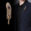 Vintage Metal Eagle Claw Feather Brooch Crystal Leaf Lapel Pin Brooches Coat Suit Badge Brooch for Women Men (KBL160)