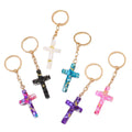 Cross-Style Metal Zinc Alloy Keychain with for Love Pendant Resin Stone Bag Charm Fashion Stocked in Plastic