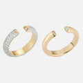 Open Huggie 925 Sterling Silver Women Jewelry Plain Pave CZ Gold Plated Ring