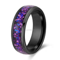 Poya Purple Amethyst Sandstone Inlay Black Tungsten Carbide Ring for Men