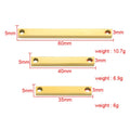 Custom 18K Gold Plated Stainless Steel Jewelry Trendy 3D Rectangular Double-Hole Mirror Engraved Vertical Bars Pendant Link