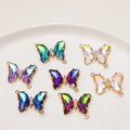 Delicate 21*18mm Colorful Butterfly Pendant Gold Plated Zircon Pendant for DIY Necklace Bracelet Making Jewelry Accessories