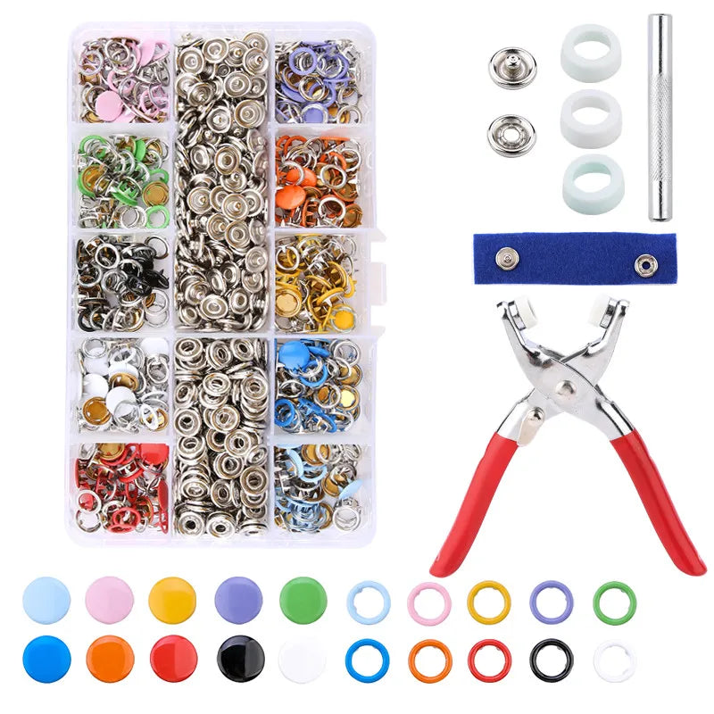 Qiao Spring Customised Environmentally 10 Colors Metal Alloy Steel Prong Snap Button Ring for Shirts Clothes Crafts