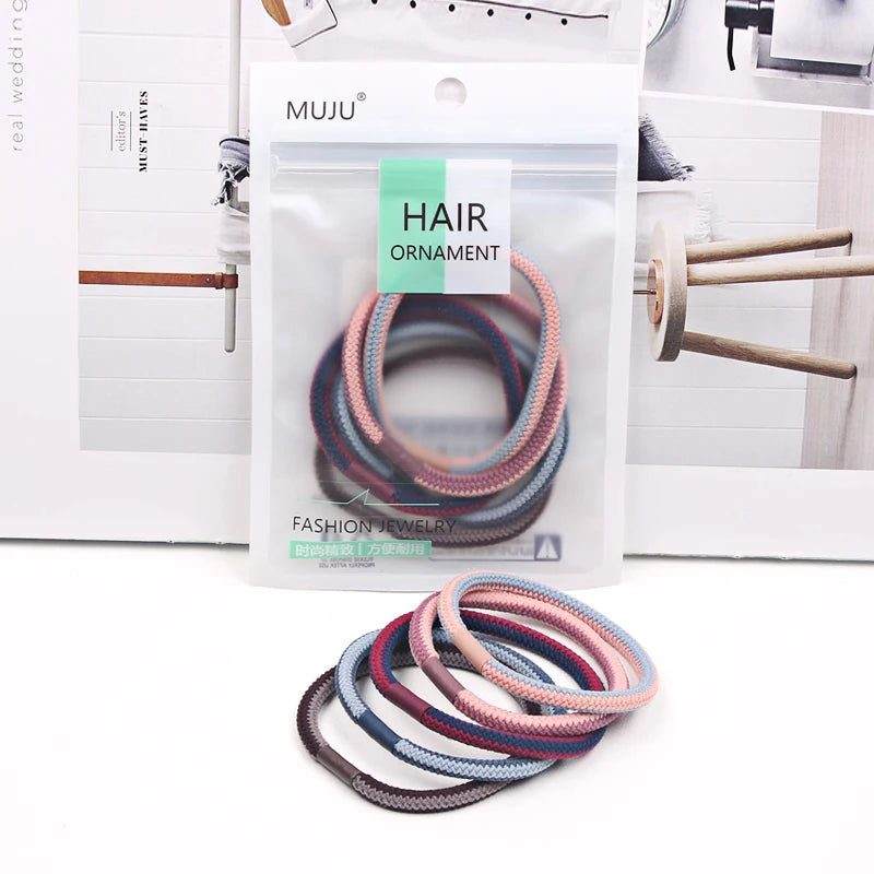 New Korean Version 5-Piece Hairband Set Two-Color Knitted Hair Ties Perfect Gift for Women