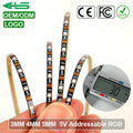 Mini 3mm 4mm 5mm Width Small White Black WS2812B Smart RGBIC Narrow Thin WS2812 DC 5V RGB Led Strip Light for Car RC Plane Model