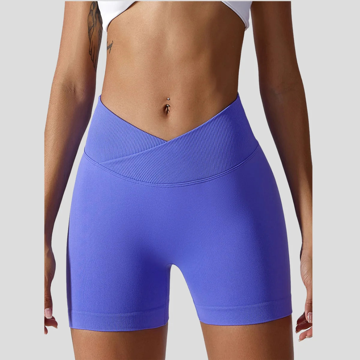 High Waist Peach Buttocks V-Shape Waist Running Workout Shorts Quick Dry Slimming Fitness Pants Solid Pattern Jogger Shorts