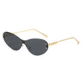 DOISYER 2025 Women's Vintage Design Oval Metal Sunglasses New Rimless UV400 Sun Glasses with Small Frame PC Material