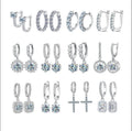 Wholesale 925 Sterling Silver Platinum Plated Gra  Round Brilliant Cut Lady Women Luxury Fine Jewelry Hoop Earring Moissanite