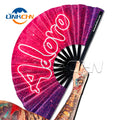 Customized Large Bamboo Folding UV Reactive Hand Fans
