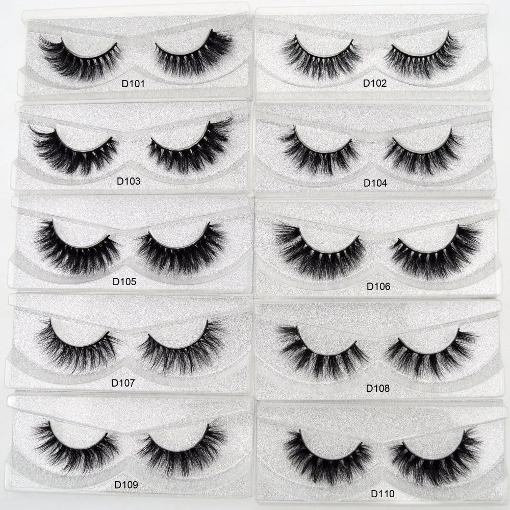 New Design Custom Eyelash Packing Set 3d Mink False Eye Lashes Own Brand 15mm Wholesale Handmade Mink Eyelashes