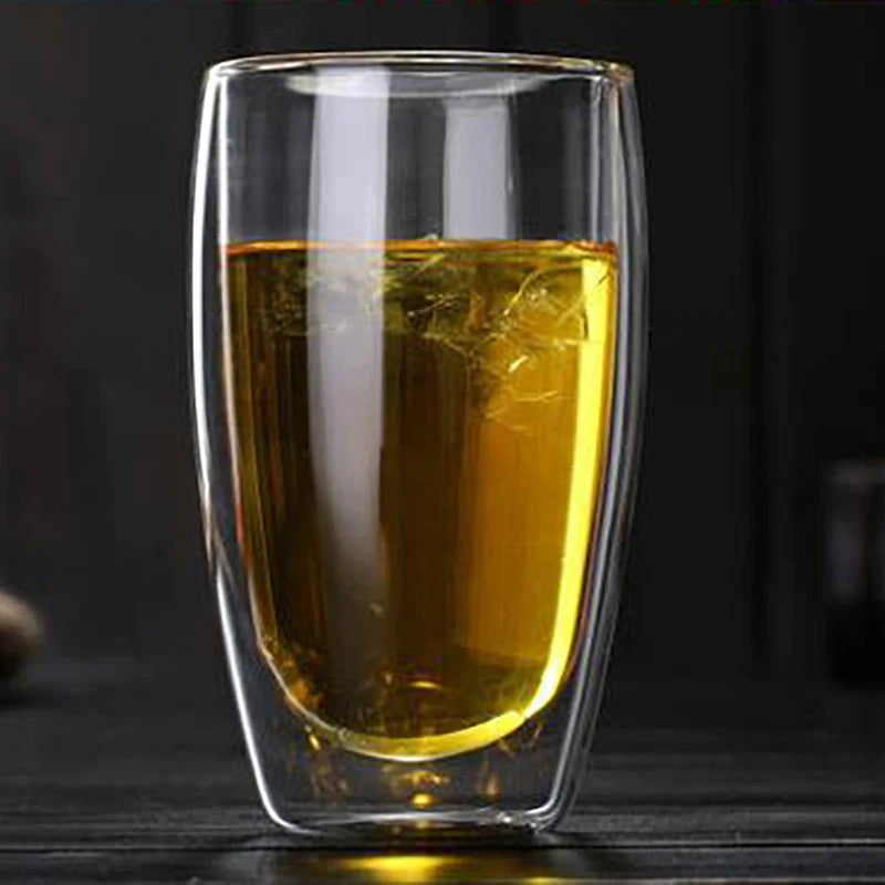 Elegant 500ml Clear Double Wall Insulated Glass Coffee Tea Cup Cute Free Logo Thermal Performance for Outdoor Indoor Use Parties
