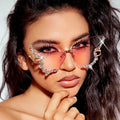 2025 Custom Logo Luxury Women Brand Y2K Vintage Rimless Oversized Eyewear Sunglasses Diamond Butterfly Sunglasses Women
