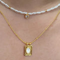 Fashion Jewelry 18k Gold Plated Stainless Steel Pearl Chocker Zircon Pendant Necklaces for Women