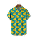 RNSHANGER New Dark Green Duck Print Hawaiian Shirts Summer Men Women Single Breasted Short Sleeve Breathable Shirts
