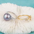 Re010664 DIY 9-11mm Natural Freshwater Pearl Ring Accessory 925 Sterling Silver Adjustable Size Engagement Ring for Women