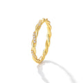 Fashion Jewelry Rings 925 Sterling Silver Couple Ring Twist Shaped Mini Zircon Thin Gold Plated Wedding Rings for Women