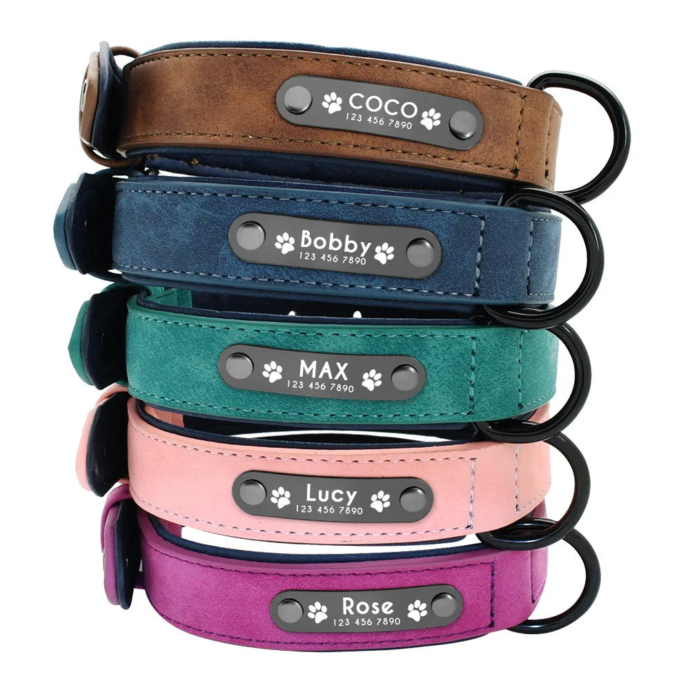 Raffy Pet Supplies Manufacturer Wholesale Custom Logo Adjustable Leather Dog Collar Print Sustainable Pet Accessories Leather