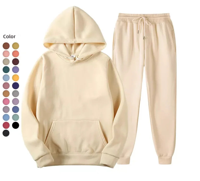 Unisex Heavy Cotton Fleece Hoodie Jogger Sweat Pants Set Custom logo Sweatshirt Sweatpants Oversized Multi Colors Hoodies Set
