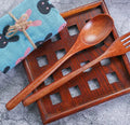 Factory Newest Design Curved Handle Nanmu Products Wooden Spoon and Fork