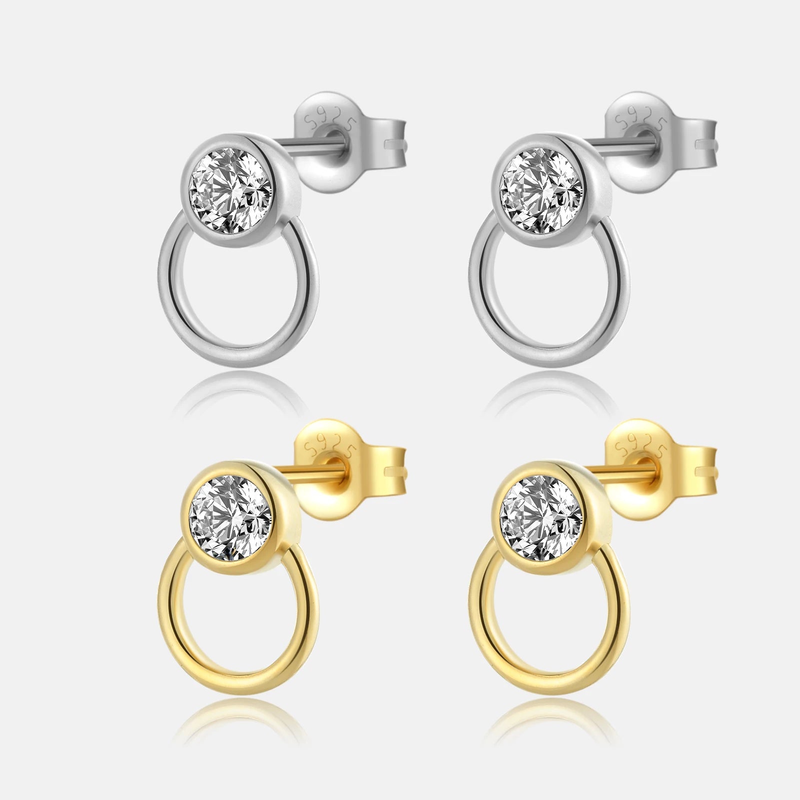 FUAMAY Classic  CZ Bezel Cute Ear Gold Plated Silver Hoop Earrings for Gift Wholesale Fashionable Creole Studs Hoop Earrings