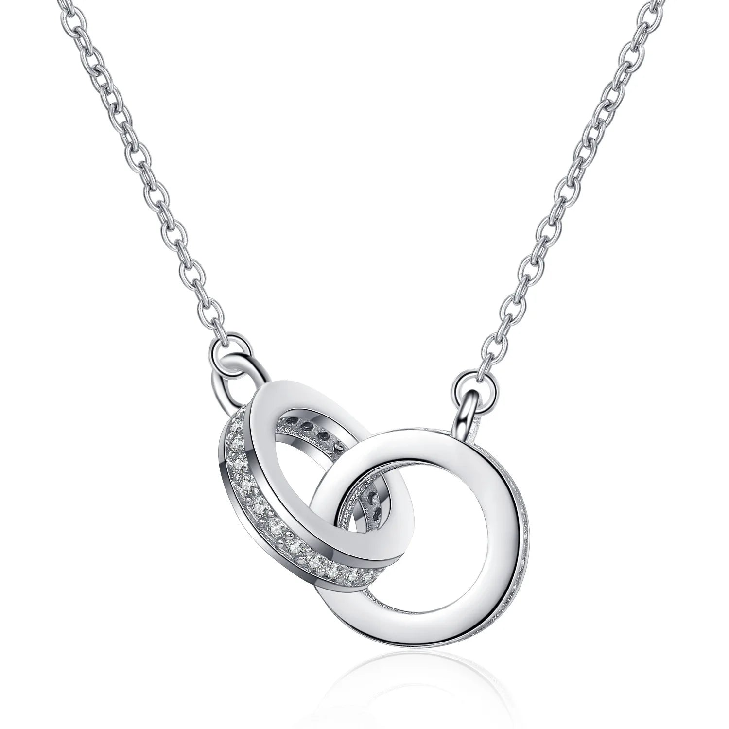 Double Ring Necklace Women's Clavicle Chain Women's 18K Rose Gold Zircon Necklace