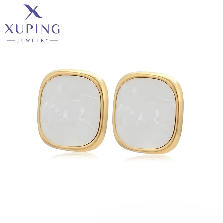 T000969699 XUPING JEWELRY 14K Gold Color Royal Stainless Steel Trendy Fine Hoop Hypoallergenic xuping Earring