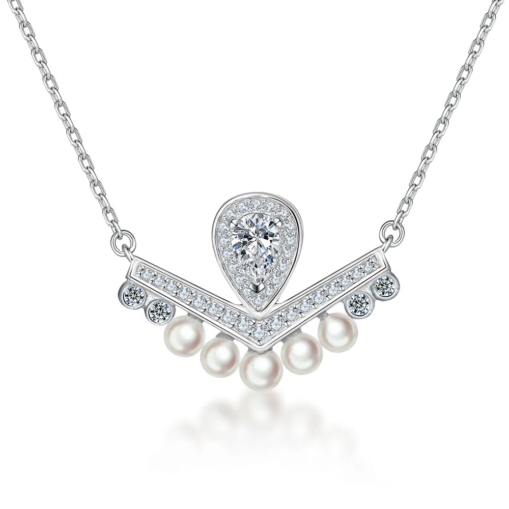 Fashion 925 Silver Wedding Women Necklace Engagement Pearl Necklace
