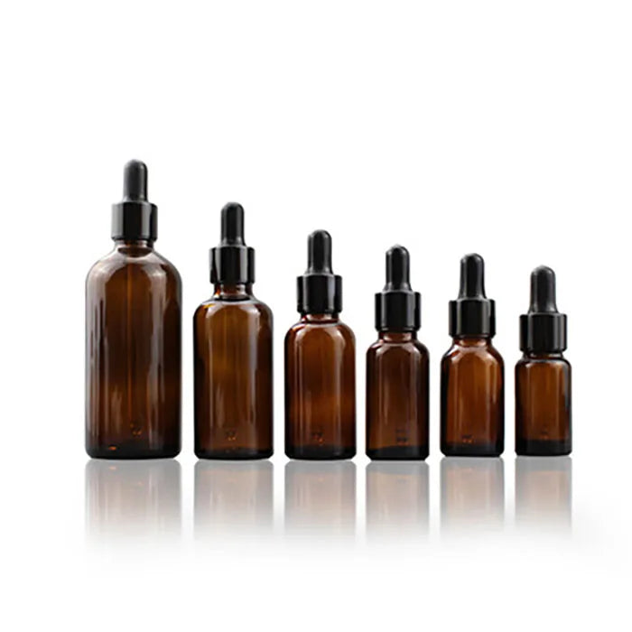 Essential Oil 10ml 30ml 50ml 60ml 100ml 120ml Amber Glass Tincture Dropper Bottle with Dropper Cap