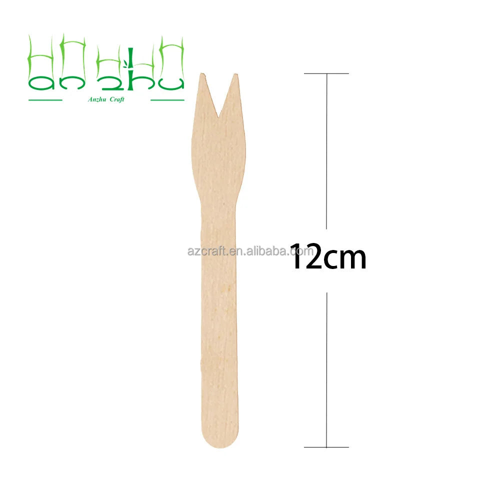 Wholesale Disposable Vintage Wooden Fruit Fork Flatware Sets