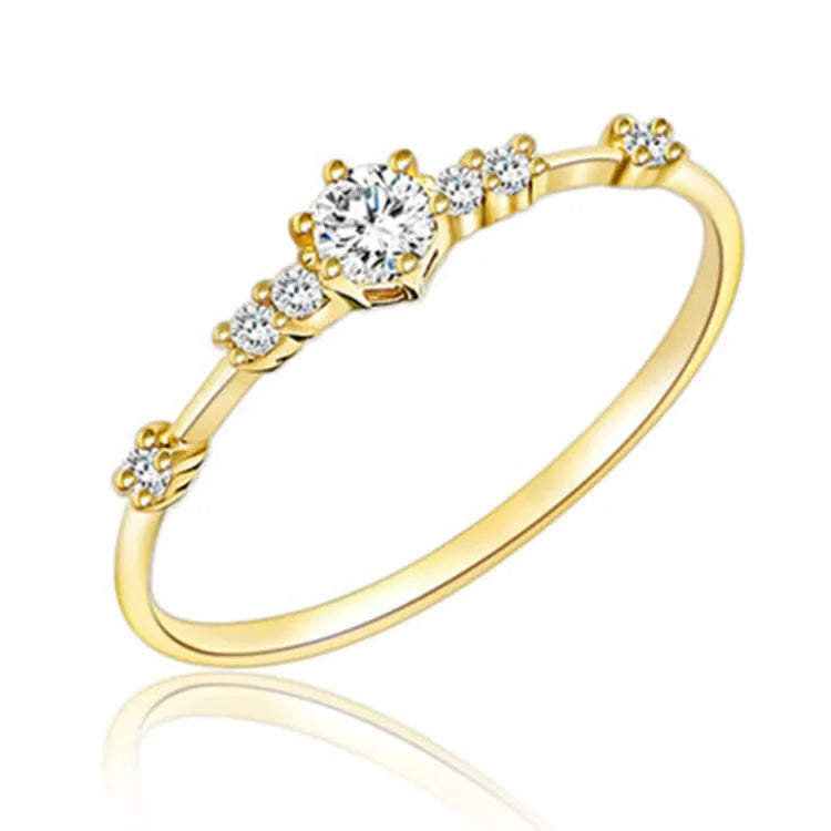 Women 925 Sterling Silver Gold Plated Jewelry Minimalist Stack Rings