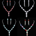 Euro-American Wholesale Shiny Rhinestone Bridal Necklace Jewelry Set Popular Colorful Horse Eyes Chain Fine Jewelry Jewelry Sets