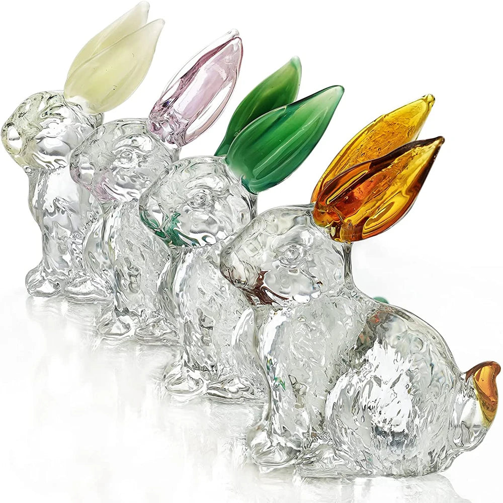 New Arrival Crystal Glass Rabbit Figurine Eco-Friendly Multiple Sizes Custom Small Animal Ornaments Sandblasted Collectible